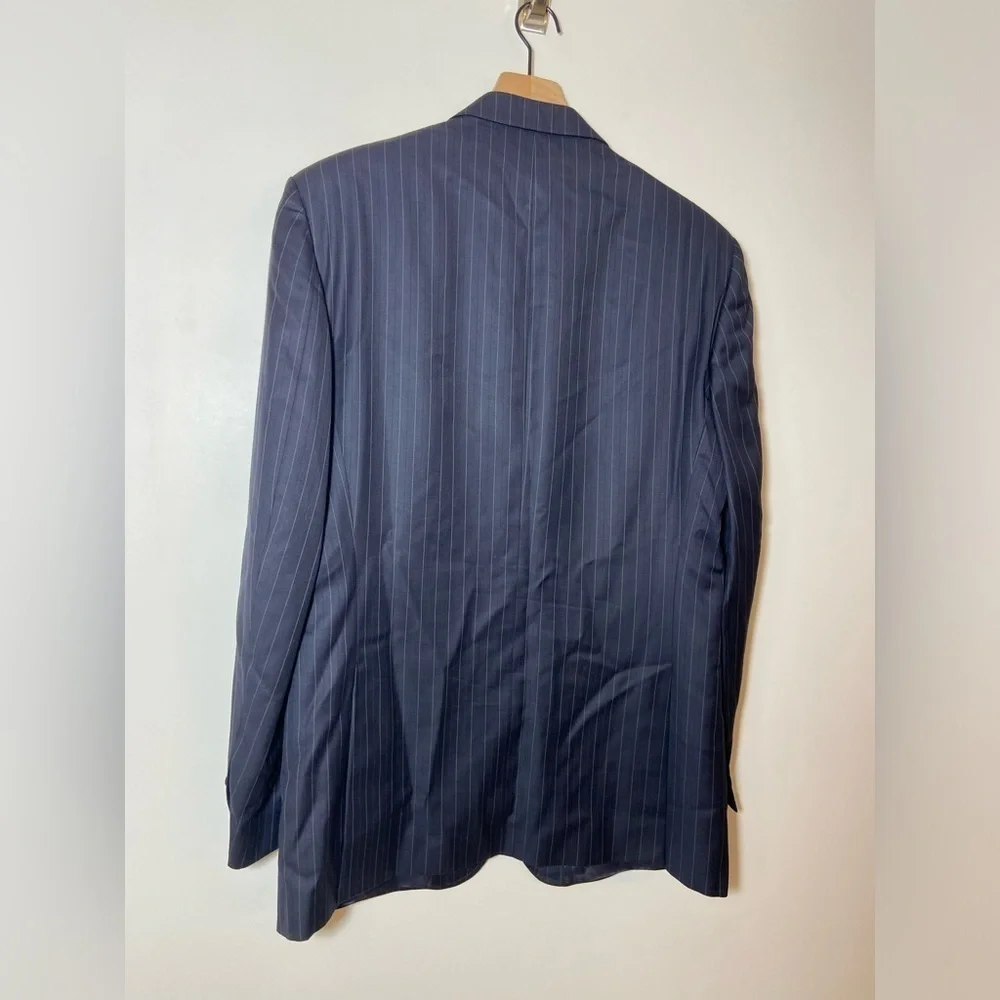 SERGIO VALENTINO Wool Super 140's Blazer Men's 52 L Striped Navy Blue